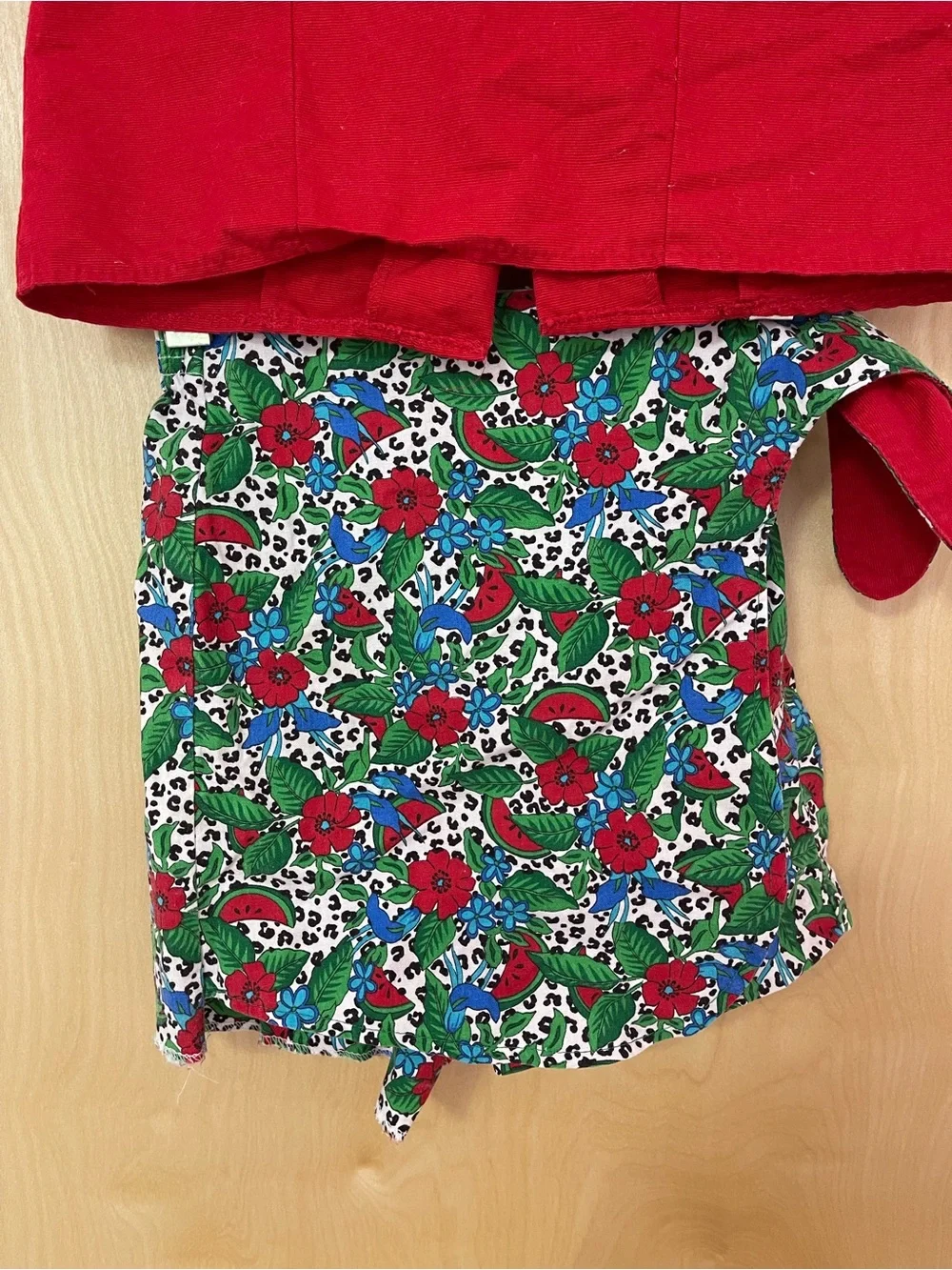Vintage set by Catherine Rebecca Red Sleeveless Top with Floral Skirt Set